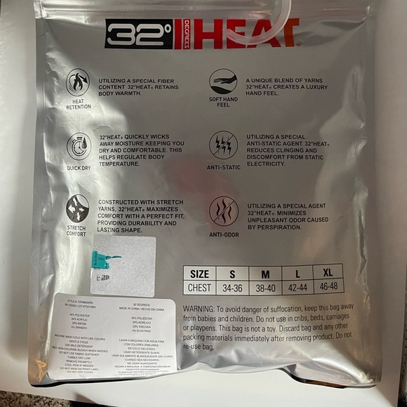 32Degrees Mens Light Weight Base Layer Crew Neck Solid Black New Warm Dry Lg - Picture 2 of 6